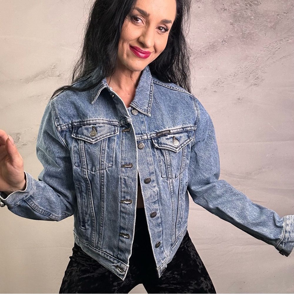 Harley Davidson denim jean jacket coat ￼ - Picture 1 of 6